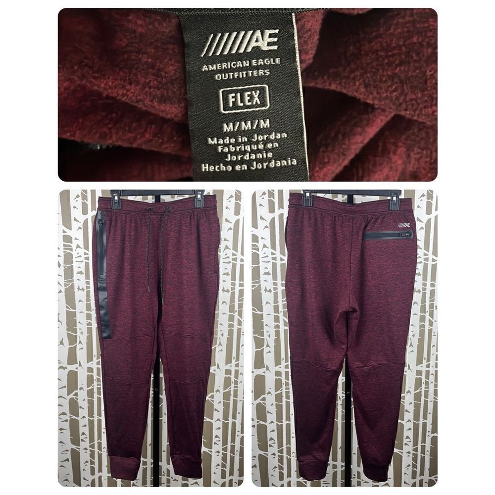 American Eagle Outfitters Men’s Flex Fleece Joggers sz M Maroon & Black